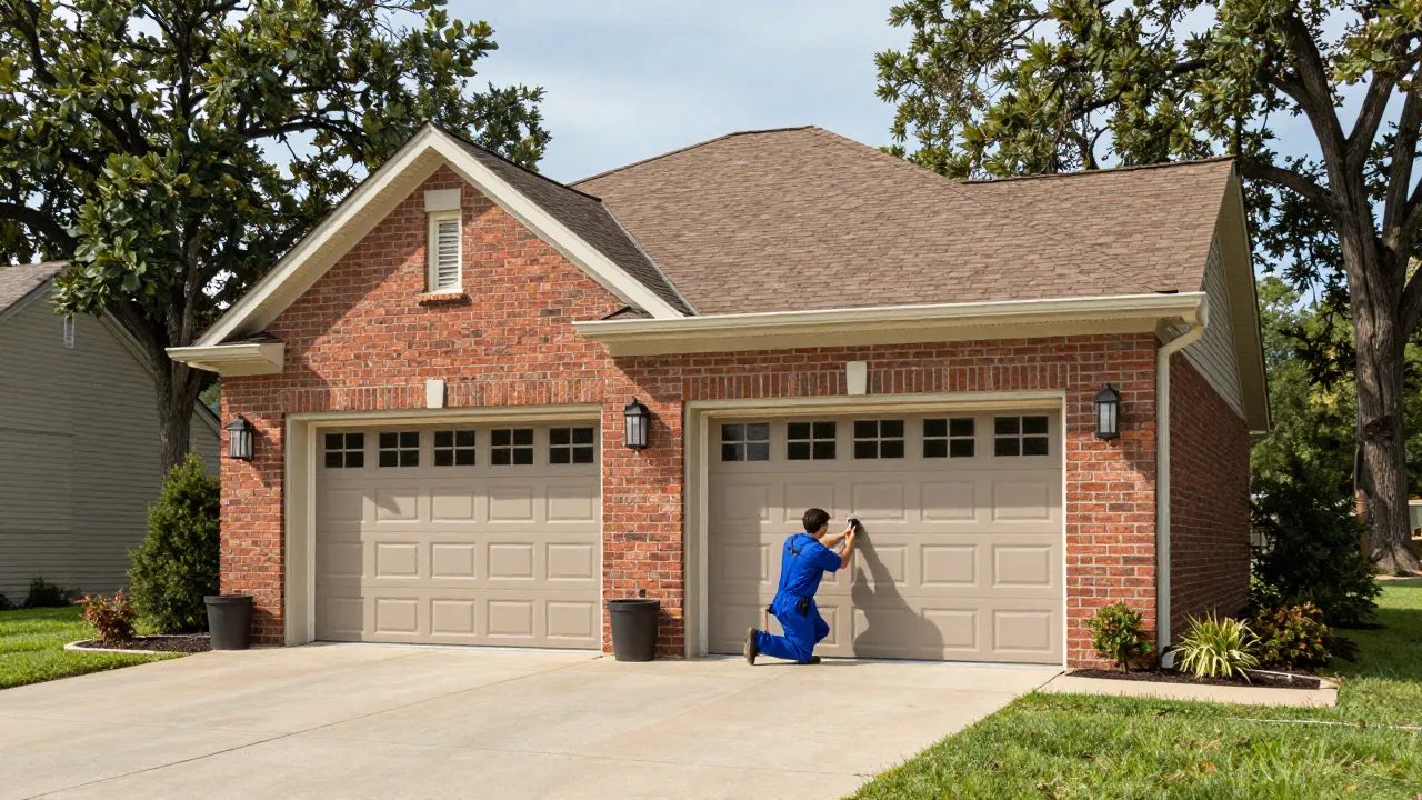 Garage door roller and hinge tune-up on a brick rancher in Arbutus, MD — Eagle Garage Door