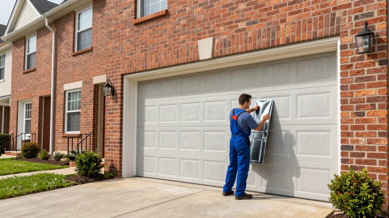 Garage door panel replacement on a brick townhouse in Rockville, MD — Eagle Garage Door