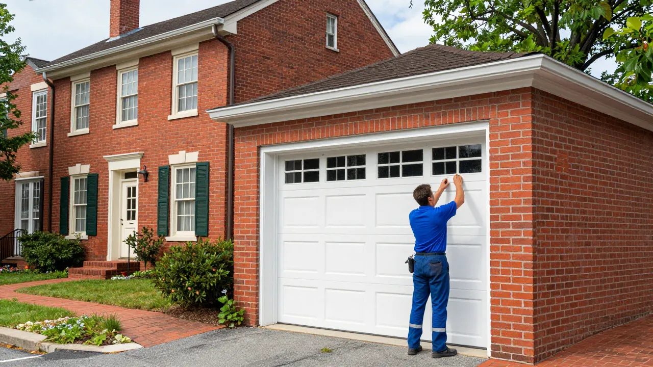 Garage door installation beside a historic brick home in Sykesville, MD — Eagle Garage Door