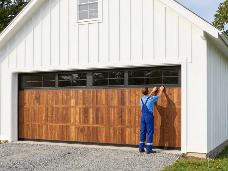 Wood-look steel garage door in Pasadena, MD — Eagle Garage Door